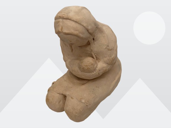 Vintage Handmade Mother Cradling Her Baby 5″ Clay Statue Figurine Signed