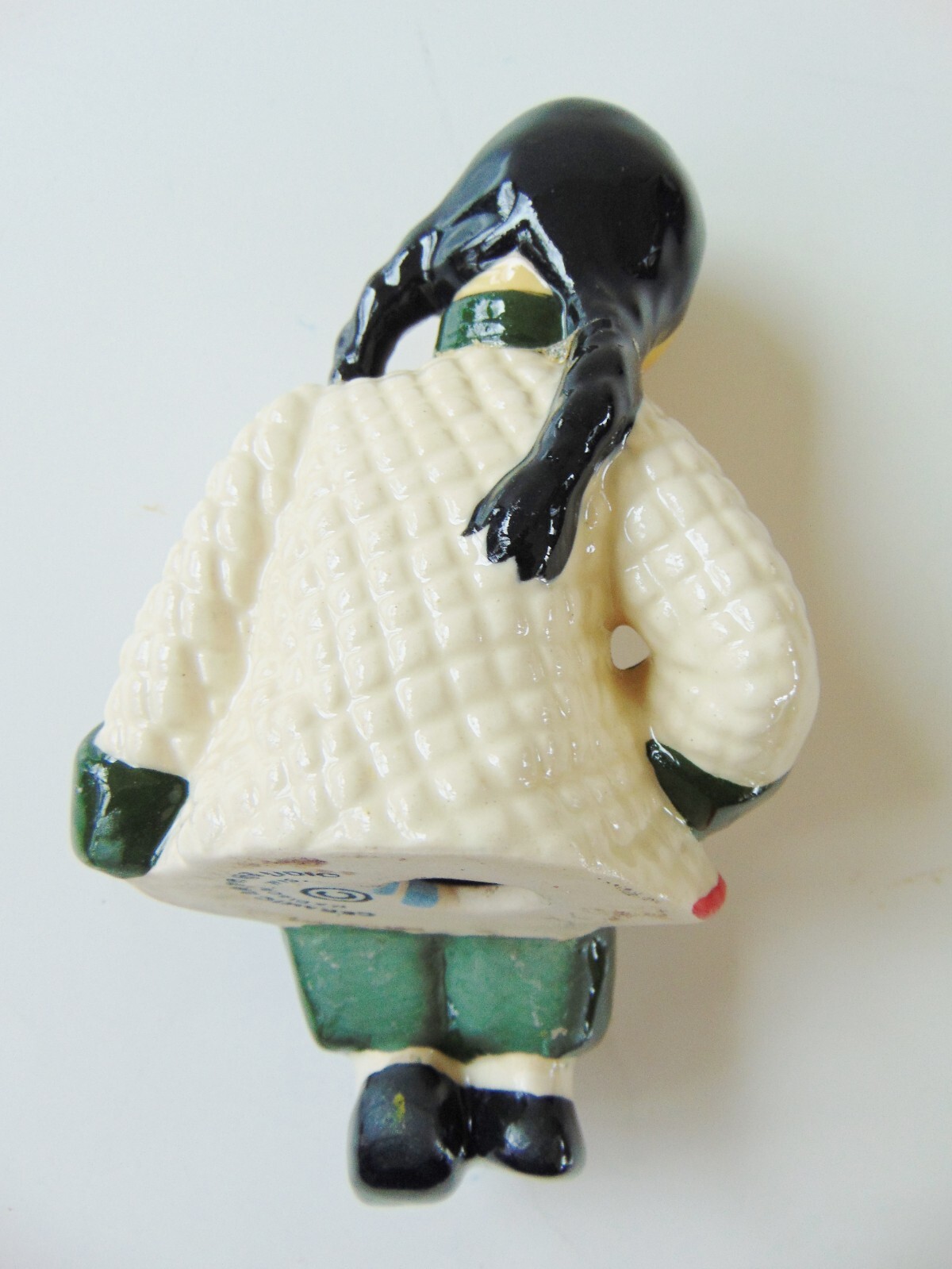 Pair of Vintage Ceramic Art Studio Shelf Sitter Figurines, Chinese Girls