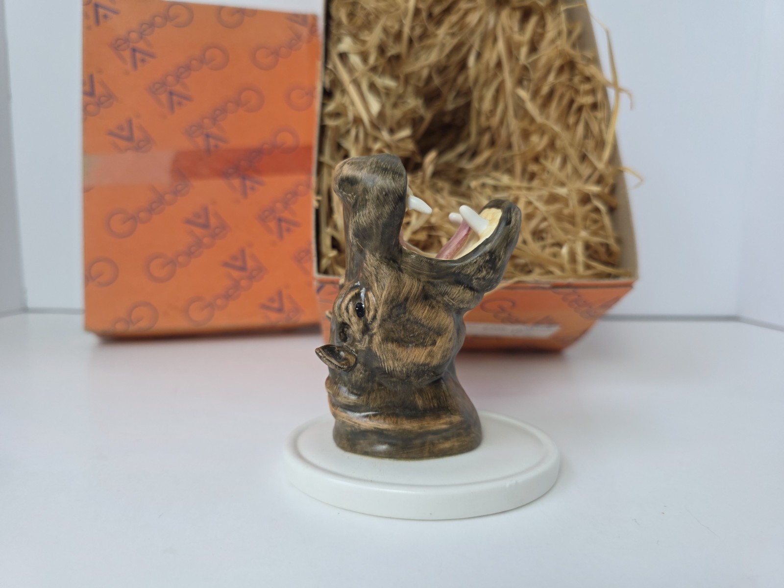 Vintage Goebel Germany ceramic wall plaque wild animal safari figurine Hippo