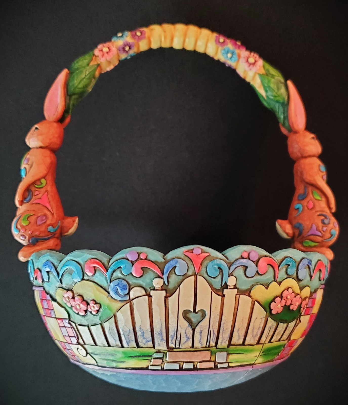 Jim Shore Heartwood Hunting Eggs Finding Joy Easter Basket with Eggs 4007945