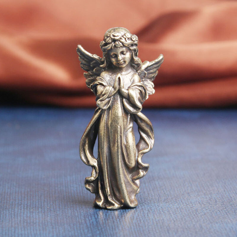 Solid Brass Angel Figurine Mini Angel Statue House Decoration Figurines Gift