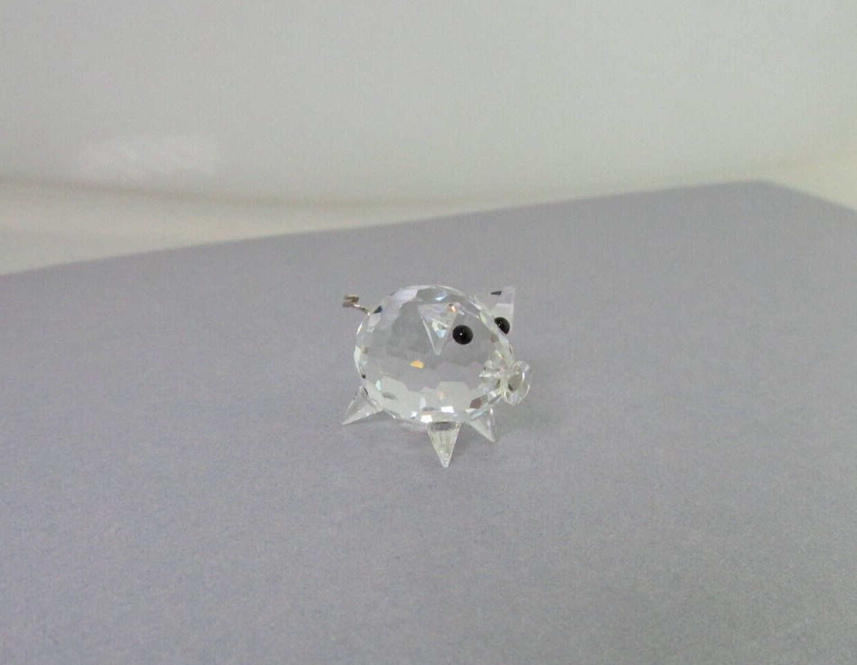 Swarovski Crystal Pig Wire Tail Black Eyes Clear Signed Swine Piggy Piglet
