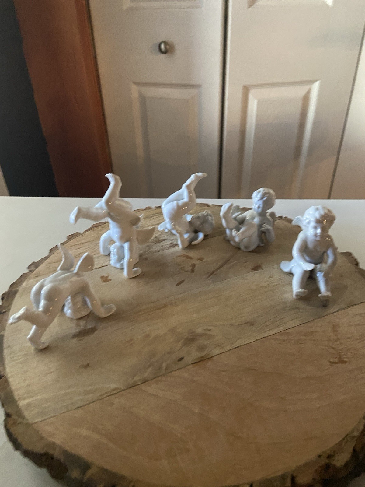 Vintage Dresden Germany Tumbling Cherubs – Lot of 5 White Porcelain Angels