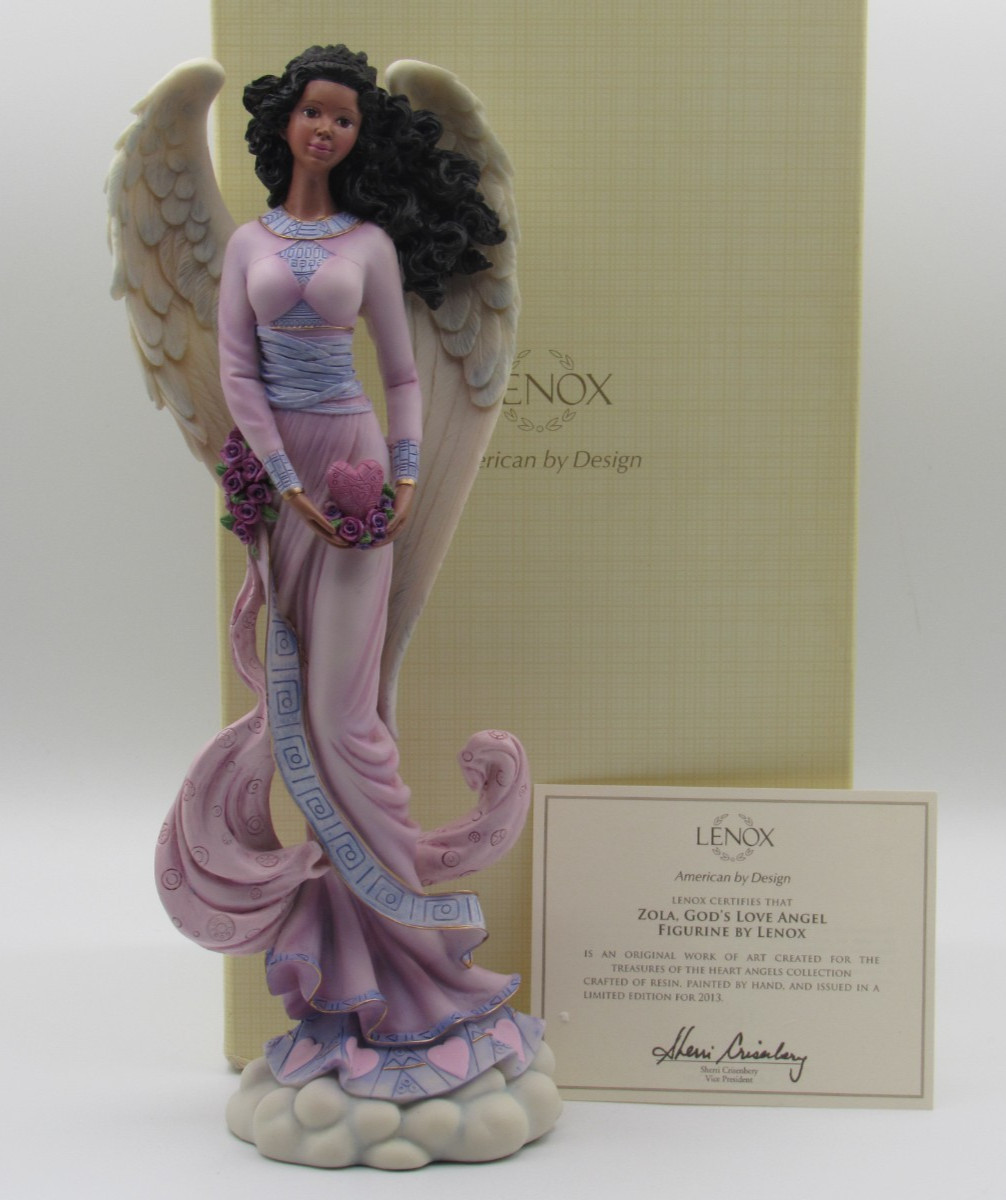 Lenox Zola God’s Love Pencil Angel African American Resin Figurine New in Box