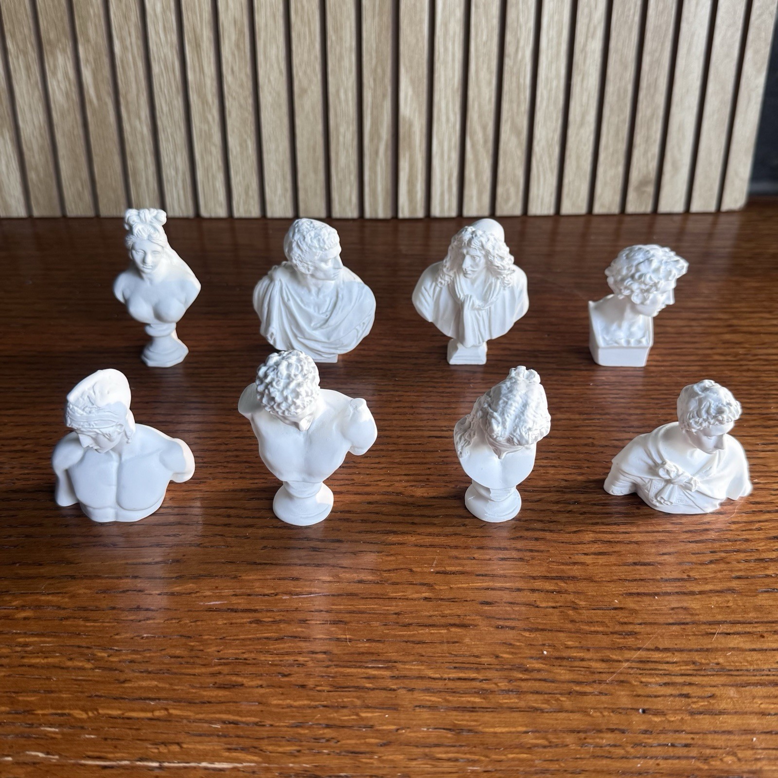 8pc Mini Greek Roman Bust Statue Set Plaster Style Resin Sketch Model Figurine