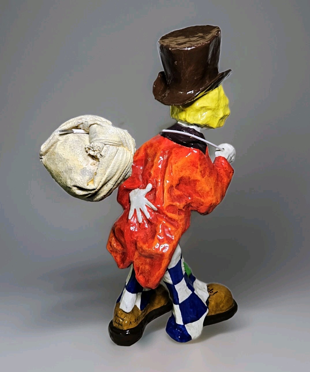 Vintage Mexican Cartoneria Papier Mache Hobo the Clown Signed by Artist 17″ Tall