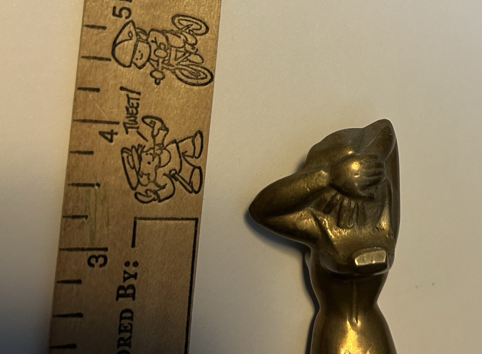 Vintage 1946 Russwood Brass Nude Woman Statue Bottle Opener 4 5/16″ 7.1 oz.
