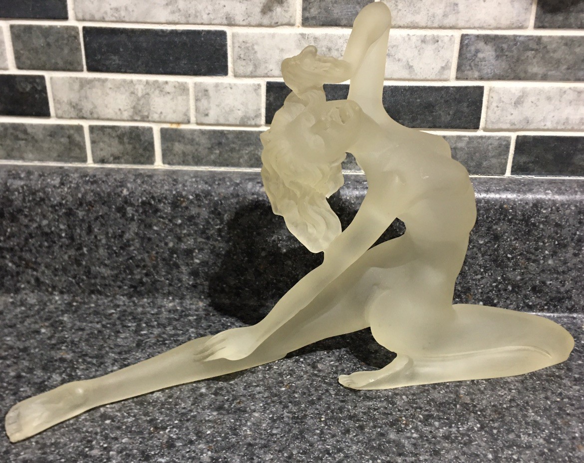 Vintage MCM Frosted Lucite Nude Female Figure Sculpture Mirage Bohemia 13 Inches