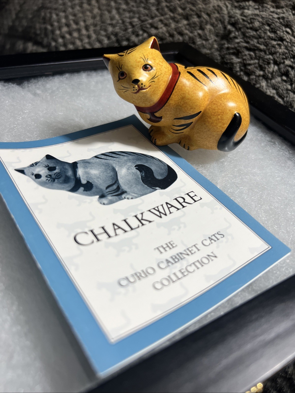 The Franklin Mint Curio Cat Collection Orange Tabby Figurine Chalkware 1986