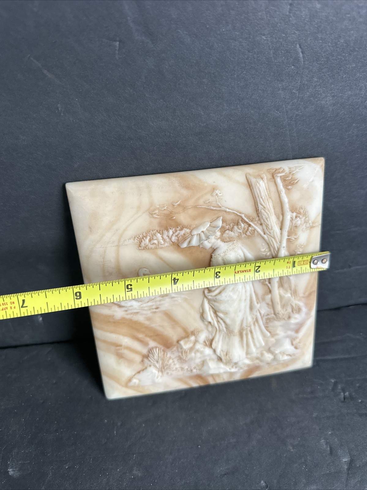 Vintage Cameo Style Relief Plaque Woman Swan Wall Tile 6×6 Decor #R77