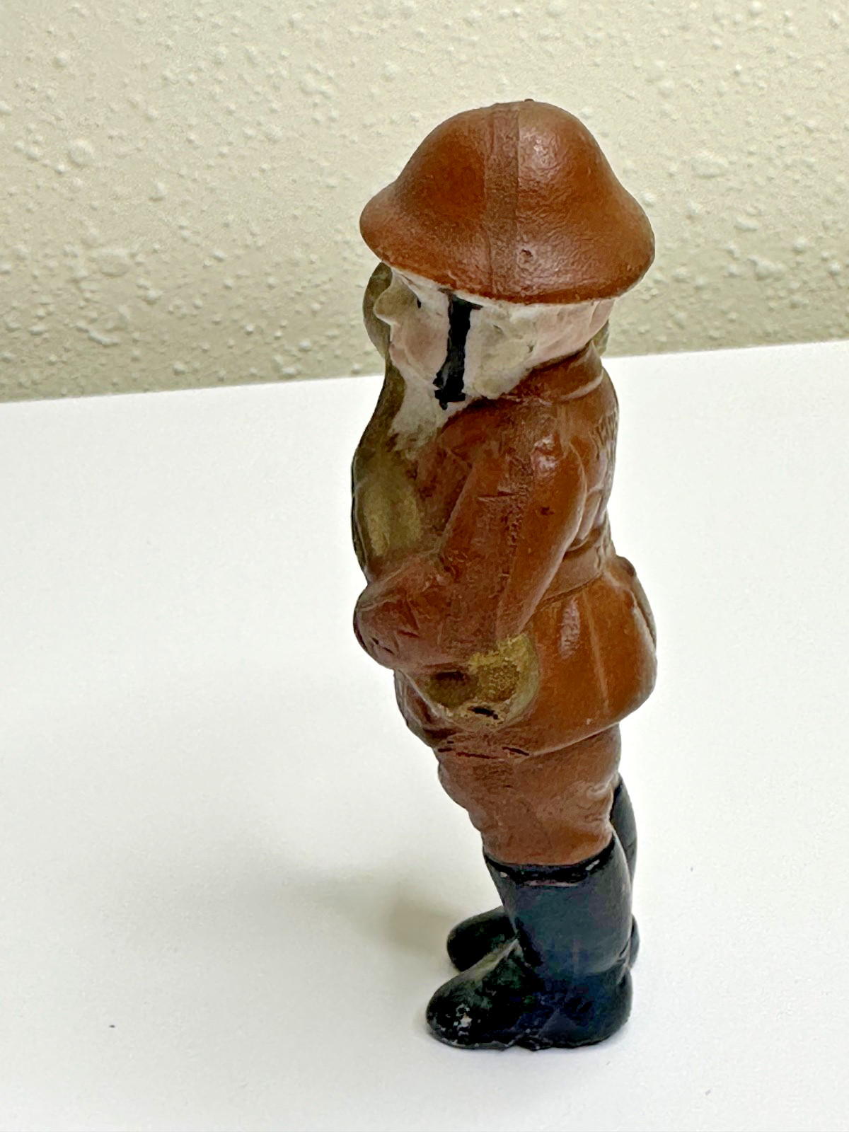 Vintage Figurine Military WWI Man Playing Horn Ceramic Japan Brown Outfit 3.5 in