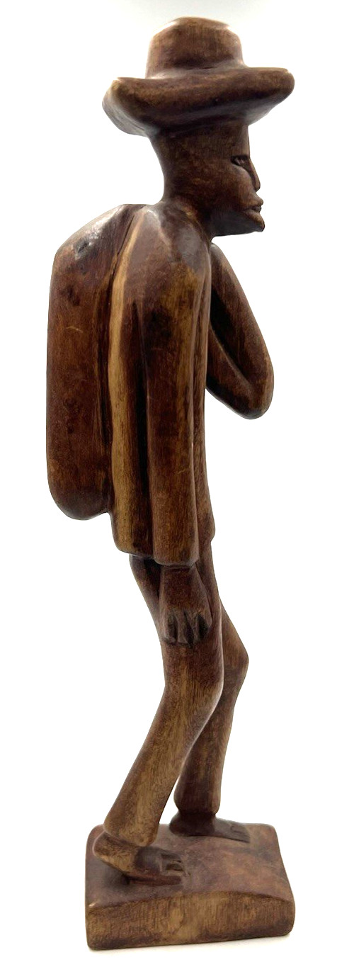 VTG Hand Carved Wooden Folk Art Sculpture Wanderer Traveler South America 15″