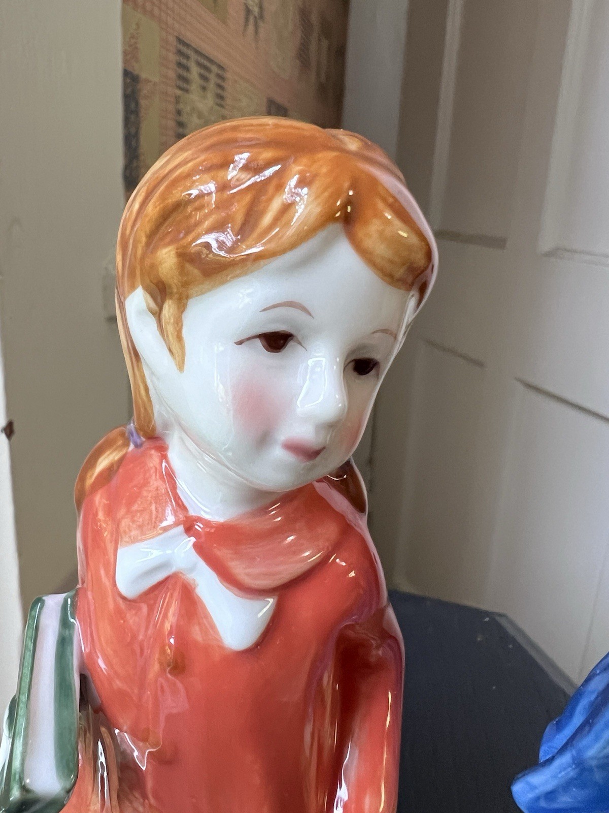 VTG Porcelain Children Figurine Boy & Girl First Day Of School 6.5” Grandma Core