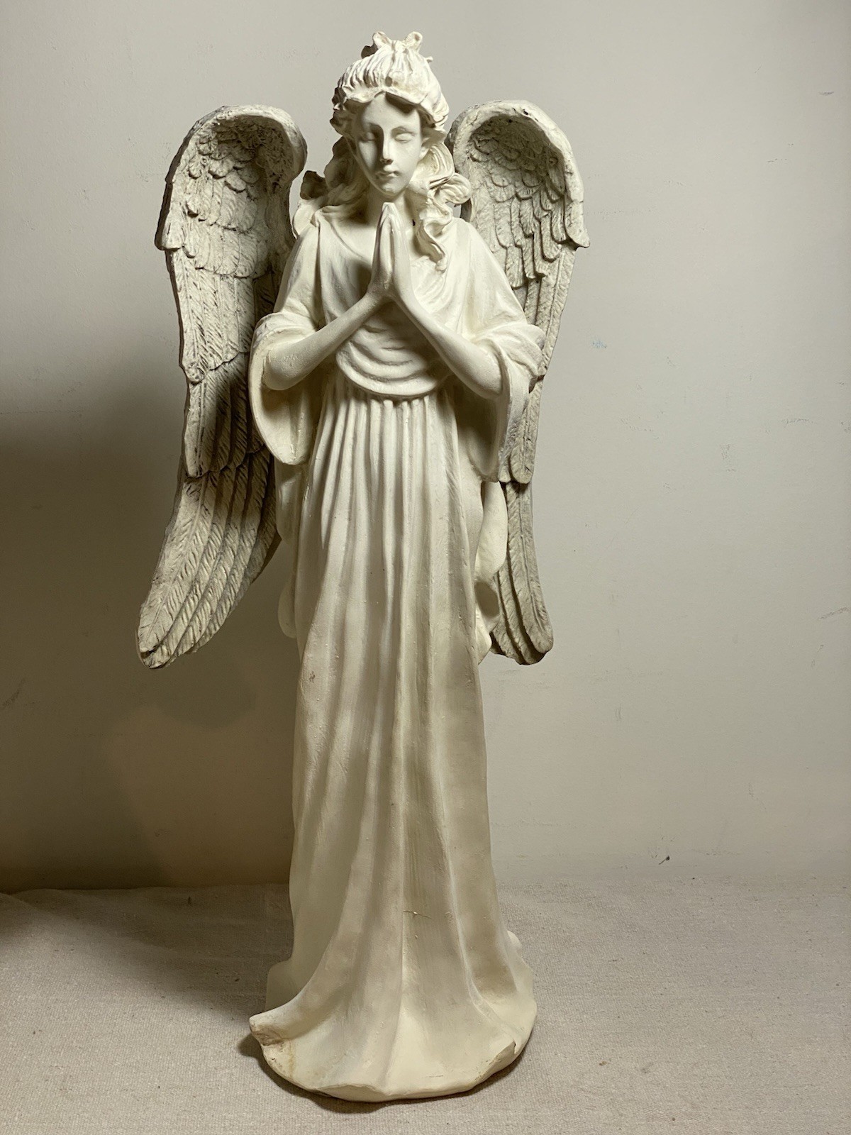 Vintage Outdoors Resin Angel 18” Standing Praying, Use for Garden Or Elsewhere