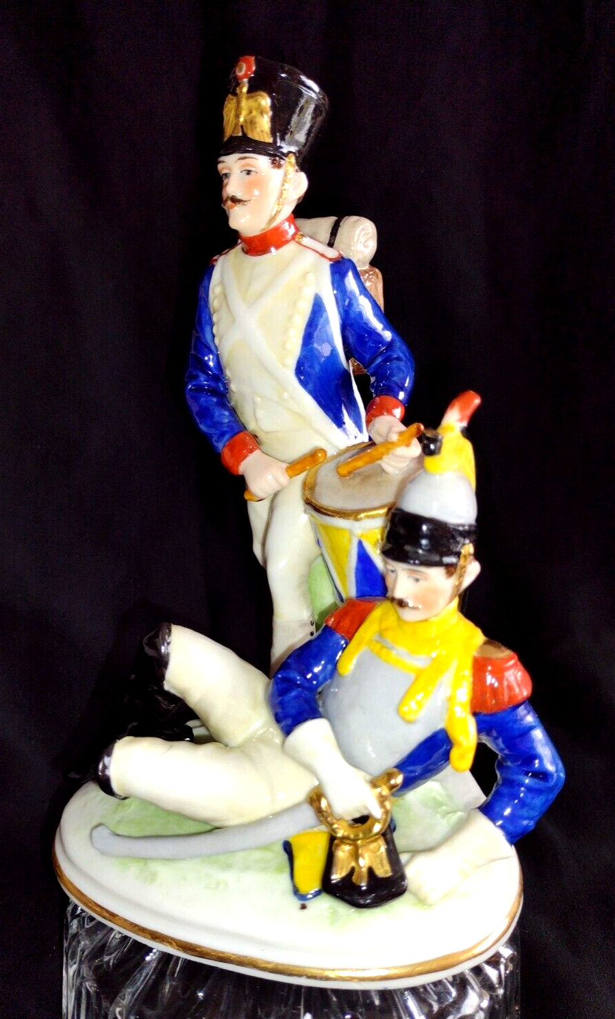 Antique Volkstedt E&A Muller Thuringia Hand Painted Figurine 2 French Soldiers