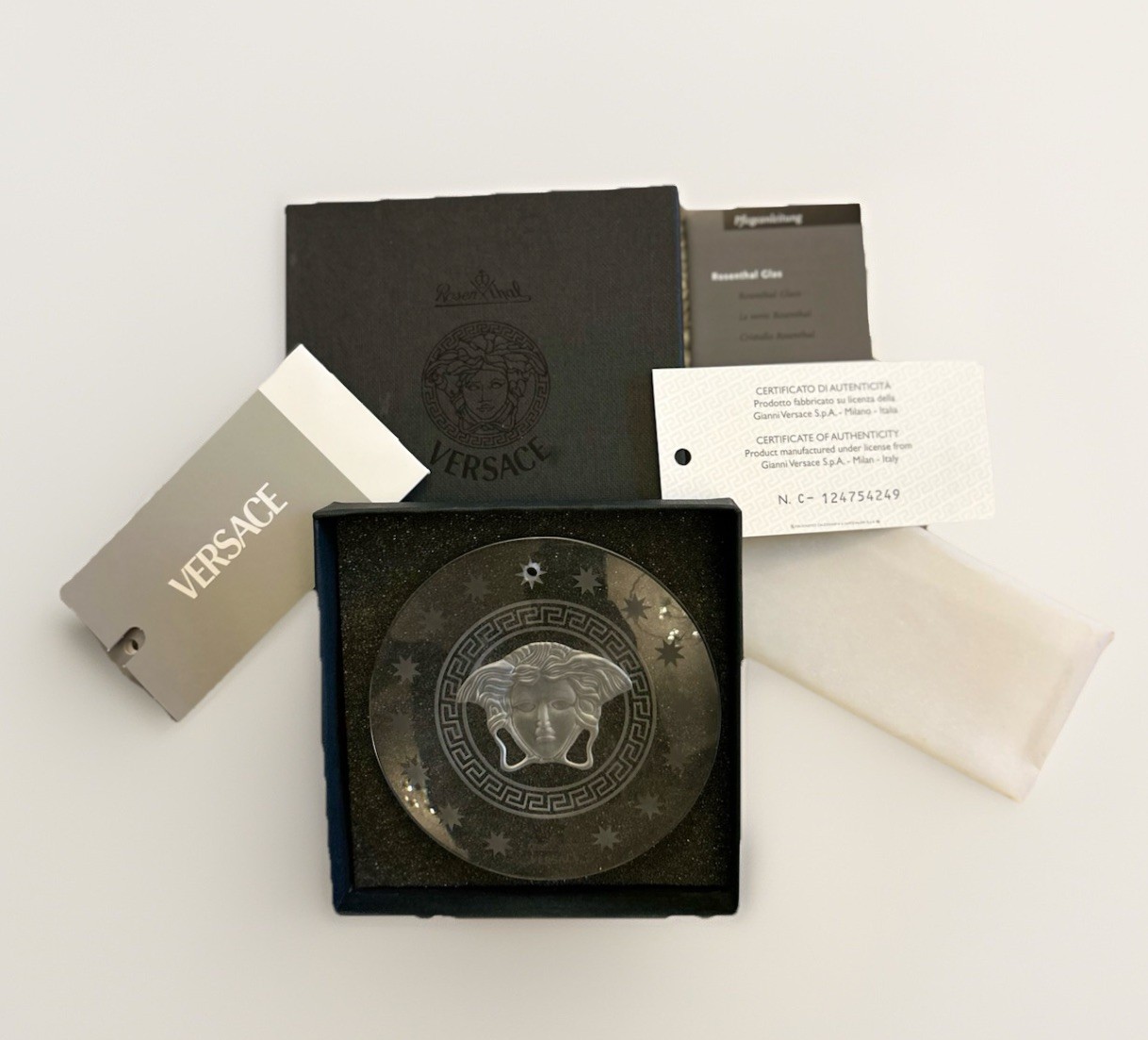 New Vintage Versace Rosenthal Clear Crystal Medusa Dreamcatcher Ornament