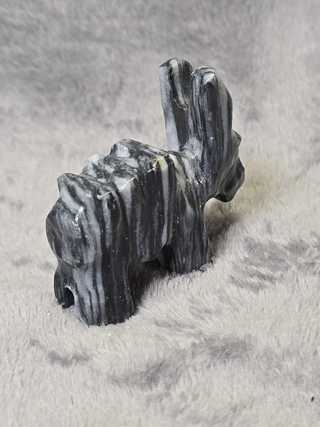Onyx Marble Hand Carved Gray White Zebra Beige White Seal Miniature Figures