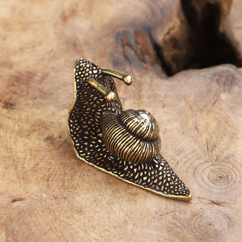 Brass Snail Figurine Statue Insect Animal Figurines Toys Desktop Decoration 2x