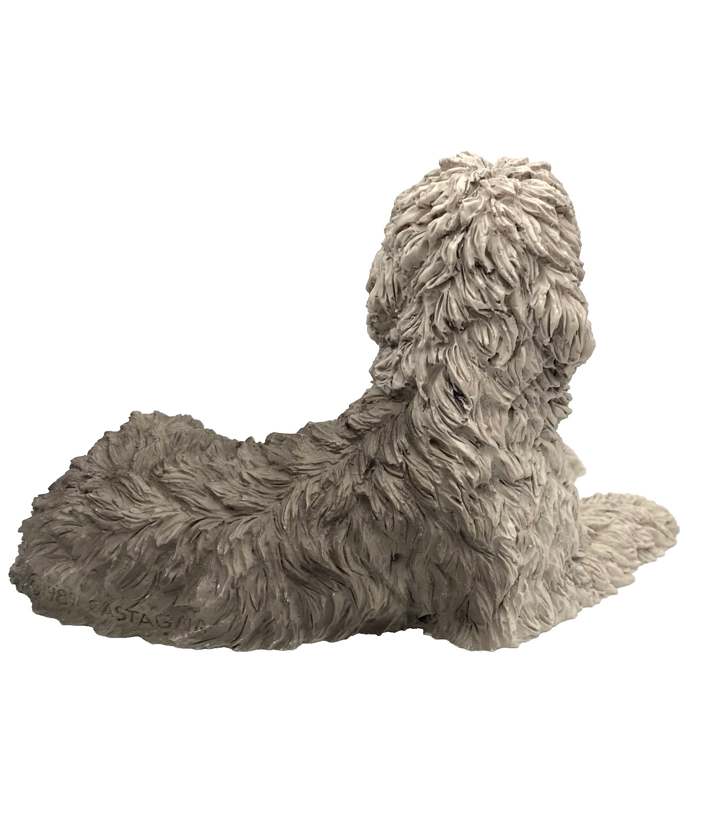 Vintage Castagna (Italy) Gray & White Large Old English Sheepdog, w/Sticker
