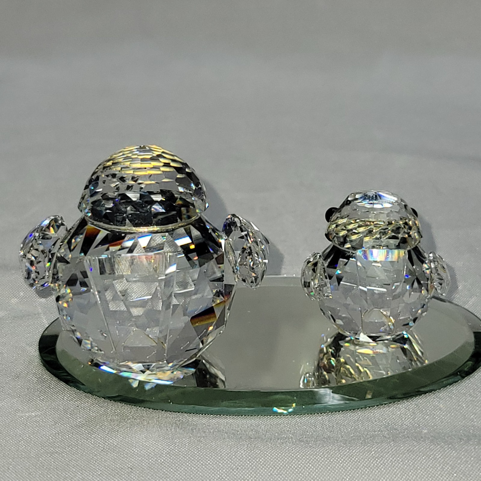 Swarovski Silver Crystal Sparrows Pair Metal Beaks 1 large 1 small w/ mirror