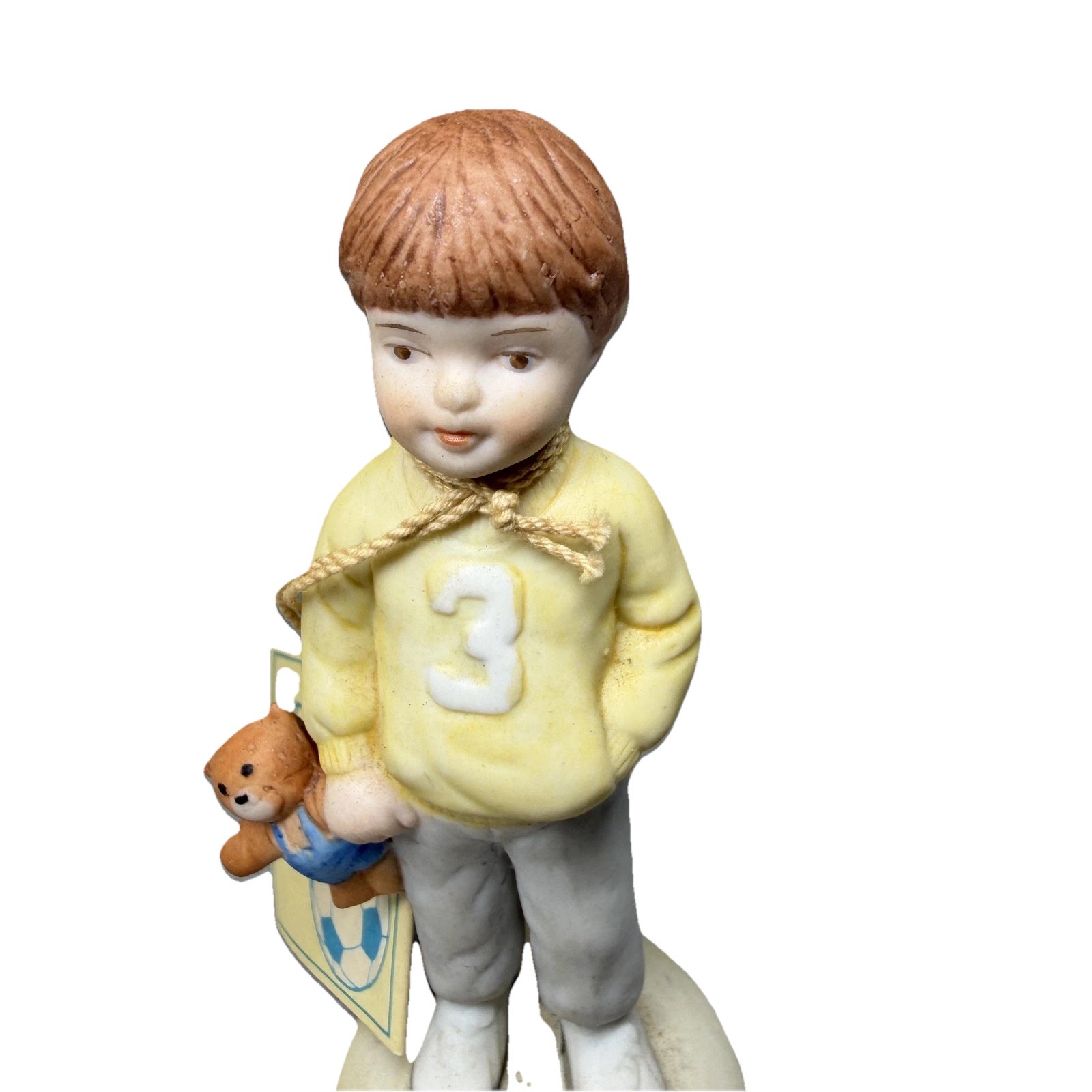 Vintage 1983 Enesco Growing Up Boys Age 3 Figurine Teddy Bear Taiwan Porcelain