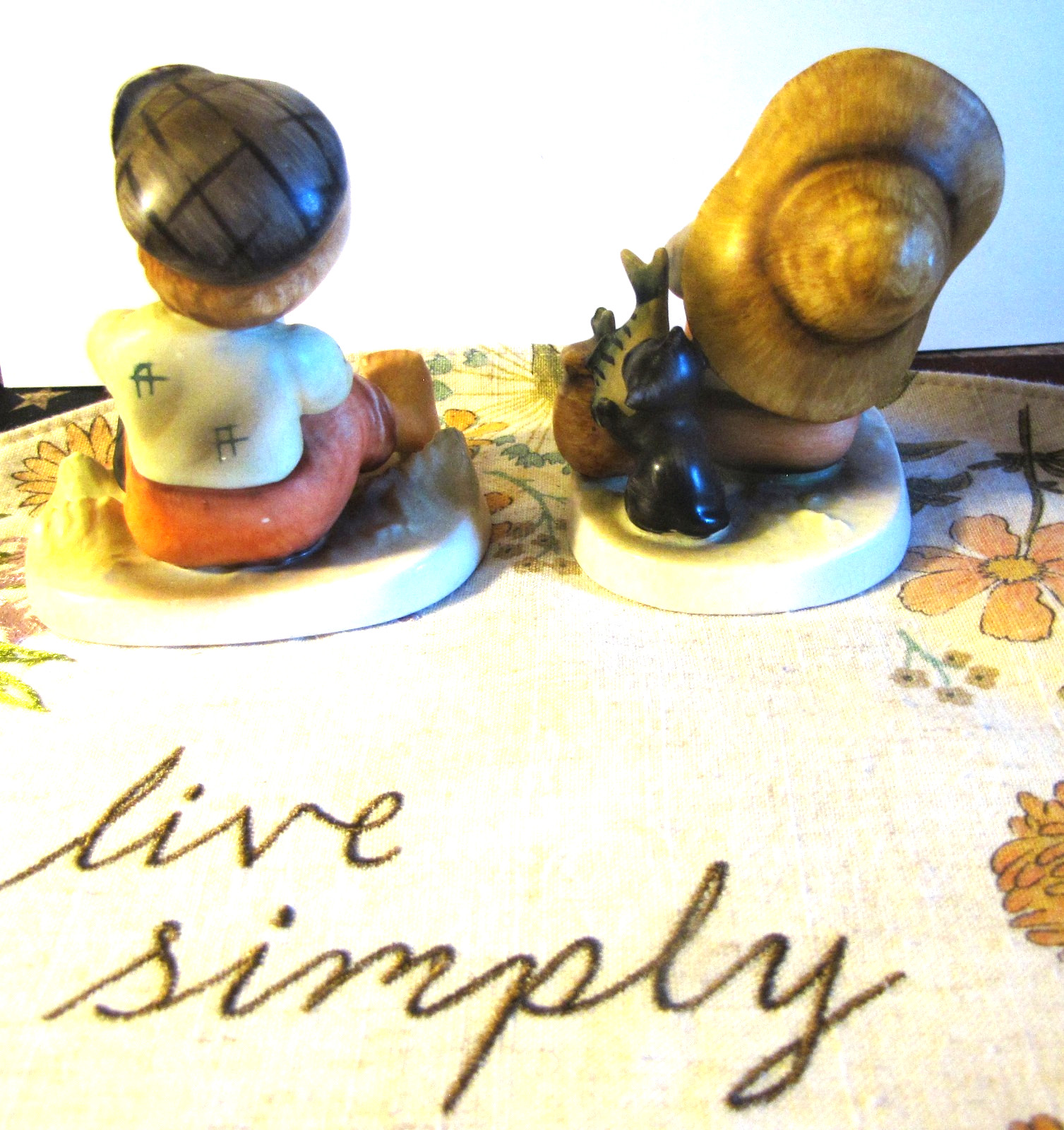 Vintage Two Medium Napco “Boys sleeping while Fishing ” A2627A & B Figurines