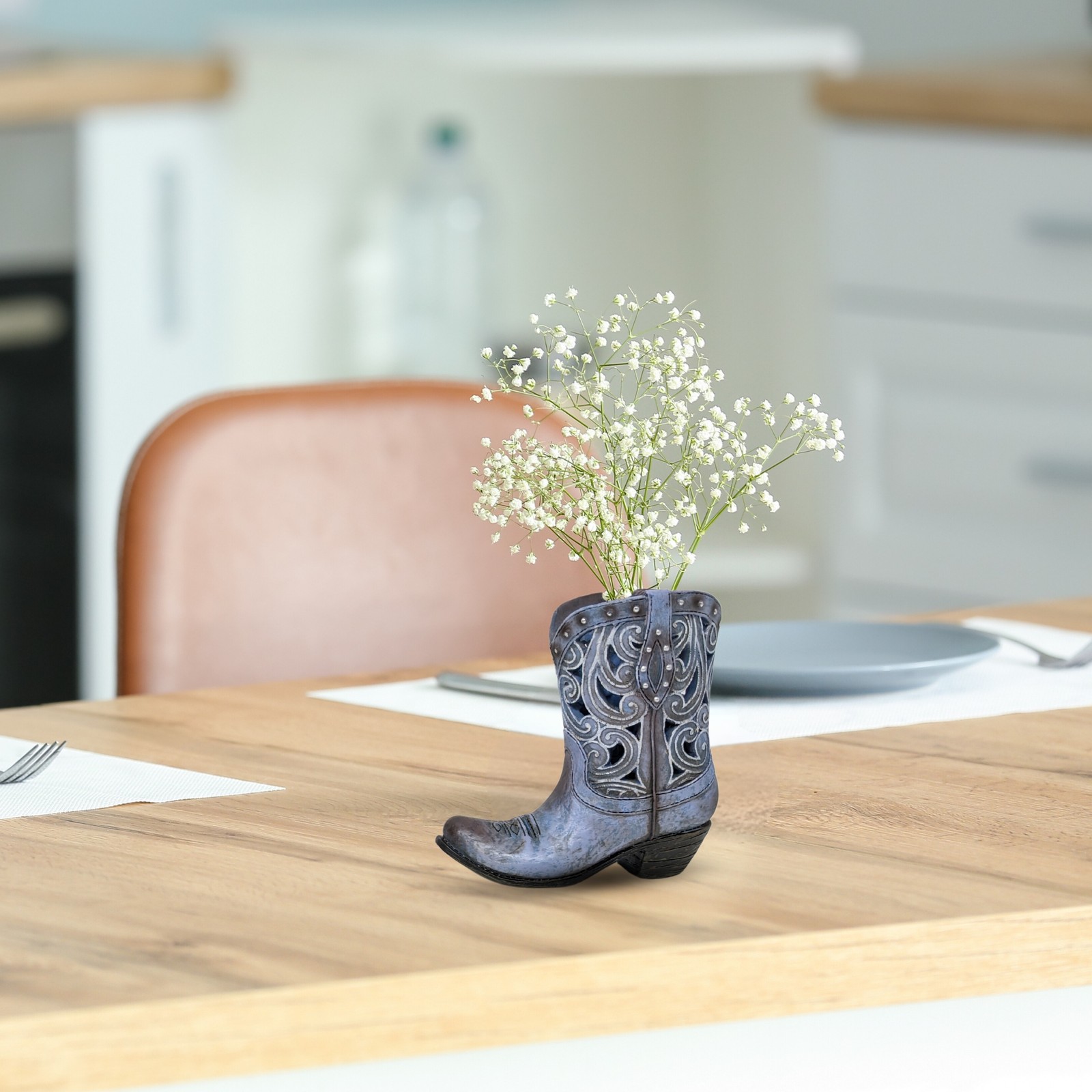 Boot Vase Set of 3 – Assorted Resin Cowboy Boot Vases, Rustic Western Décor