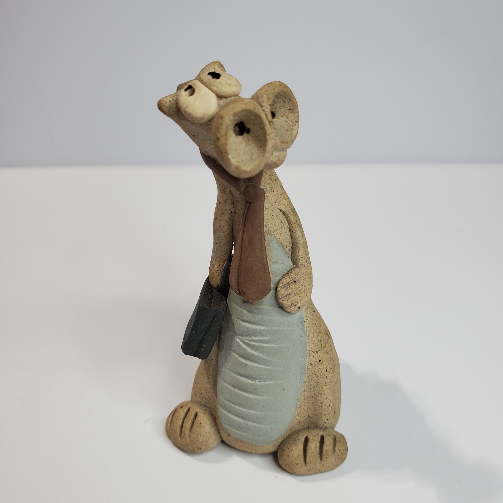 Vintage Clay Figurine – Business Dragon with Briefcase & Tie – Moore Signed