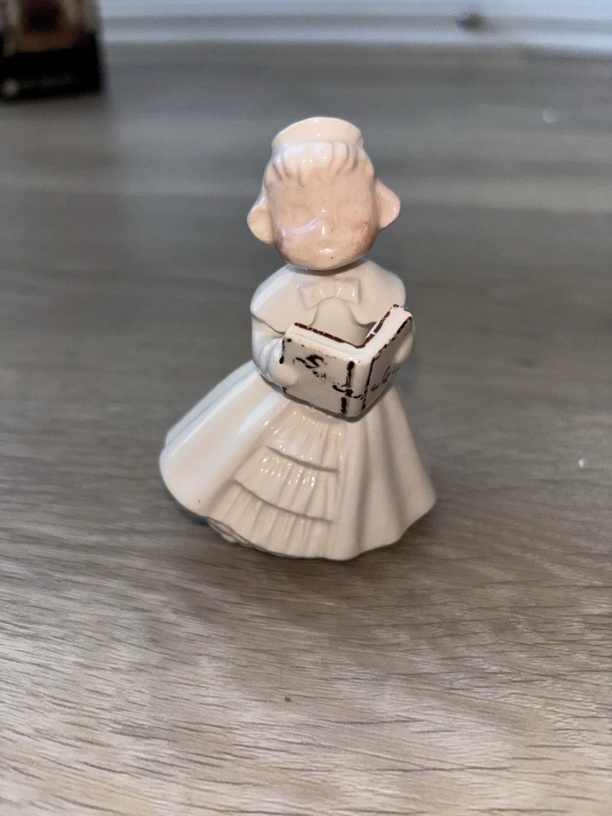 Vintage 1962 Ceramic Figurine Child / Baby Reading Book – White Bisque Porcelain