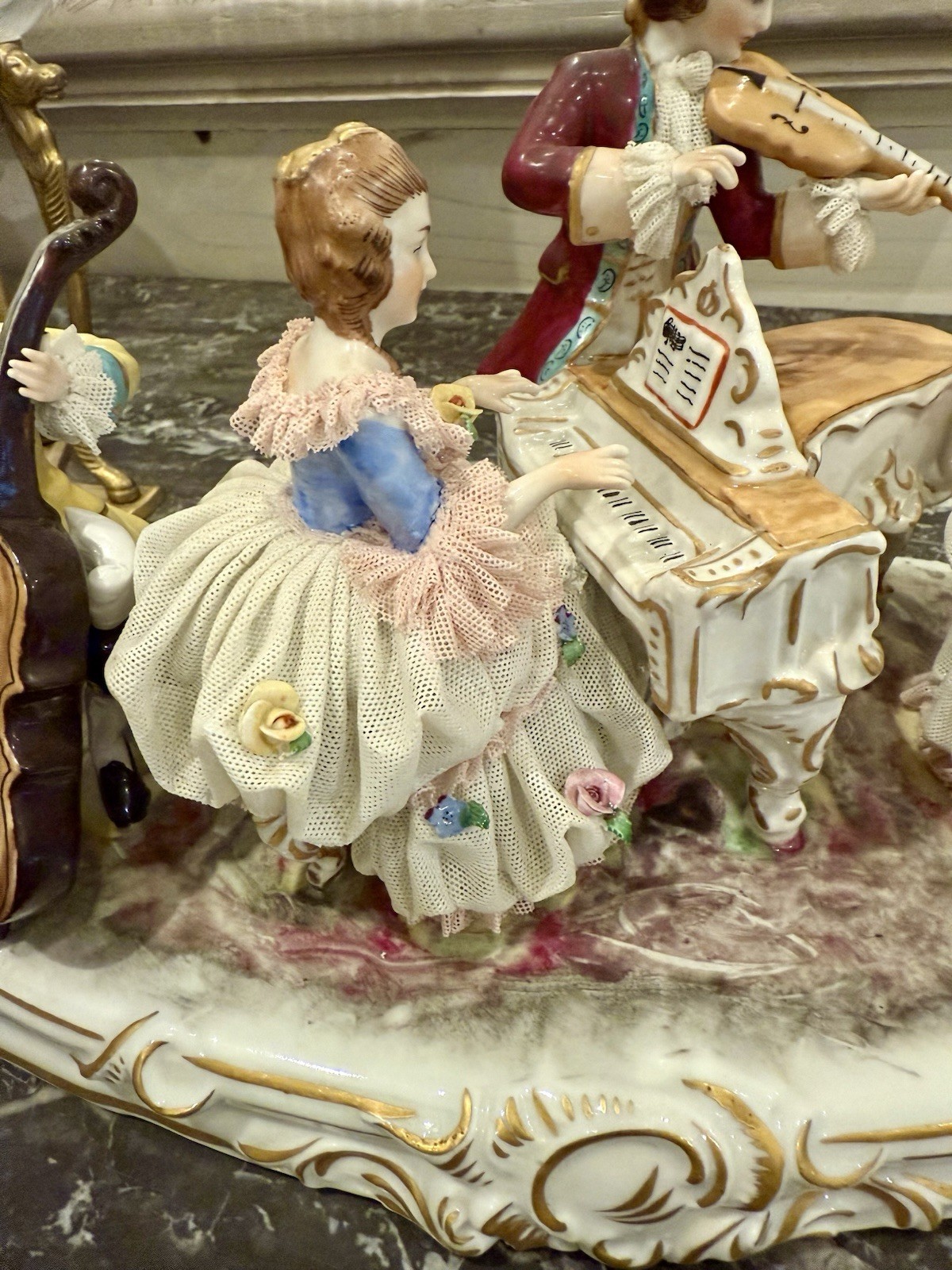 Dresden Muller Volkstedt Porcelain Figurine Musical Family Large