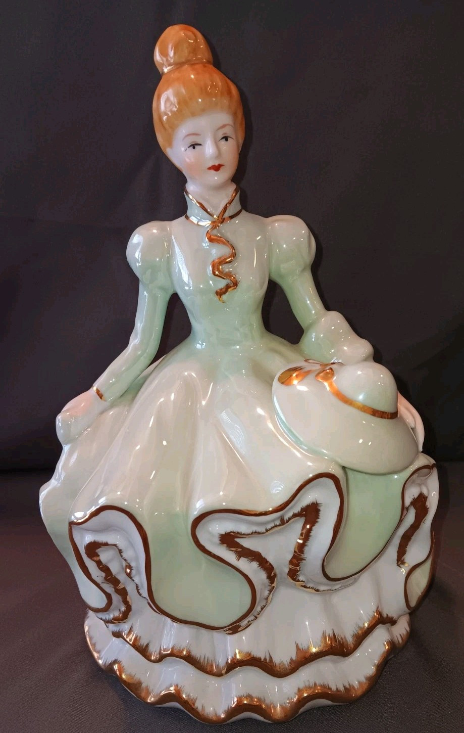 Porcelain Hand Painted Victorian Era Musical Figurine 10 1/4″