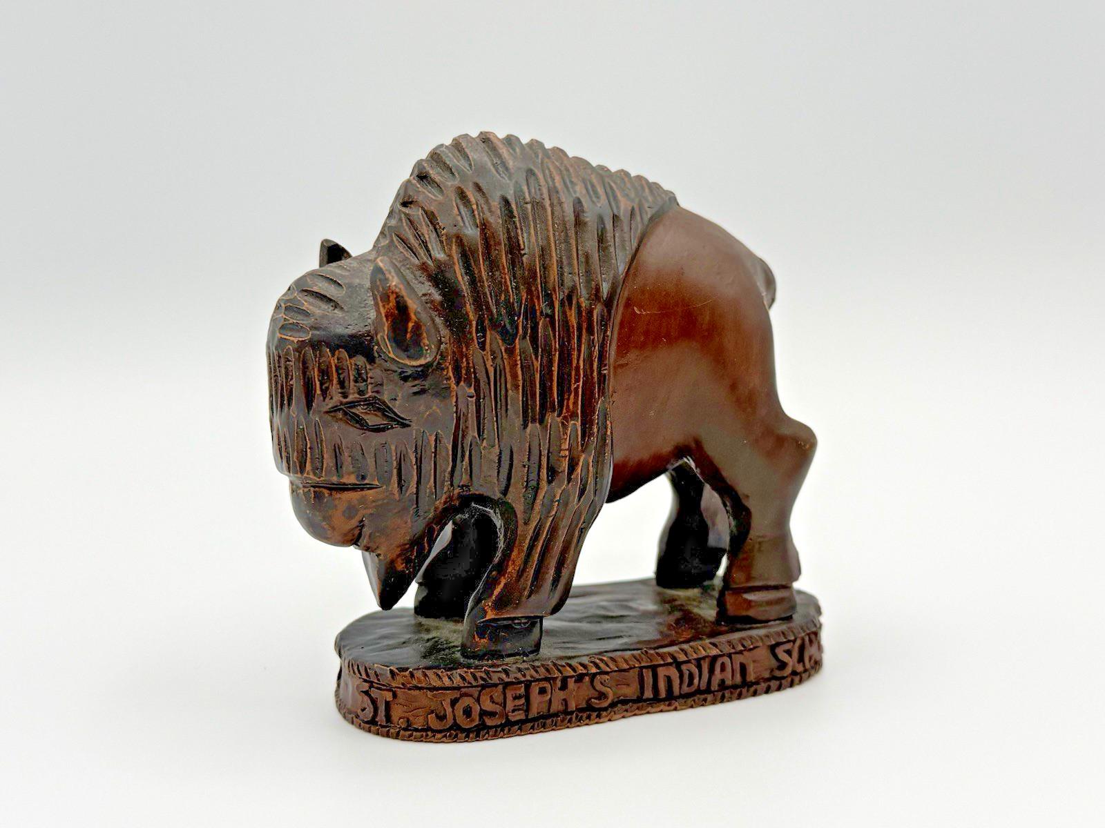Vintage Hand Carved Wood Buffalo/ Bison Figure St. Joseph’s Indian School