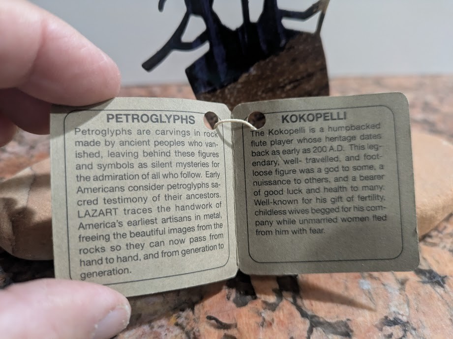 Lazart Kokopelli Hot Air Balloon Petroglyphs Metal Art on Sandstone