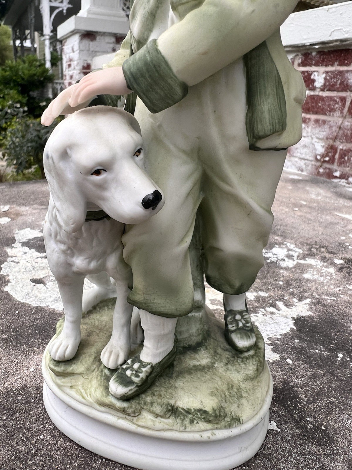Vintage English Boy In Green Suit with Dog Andrea by Sadek #7154 Hand Painted