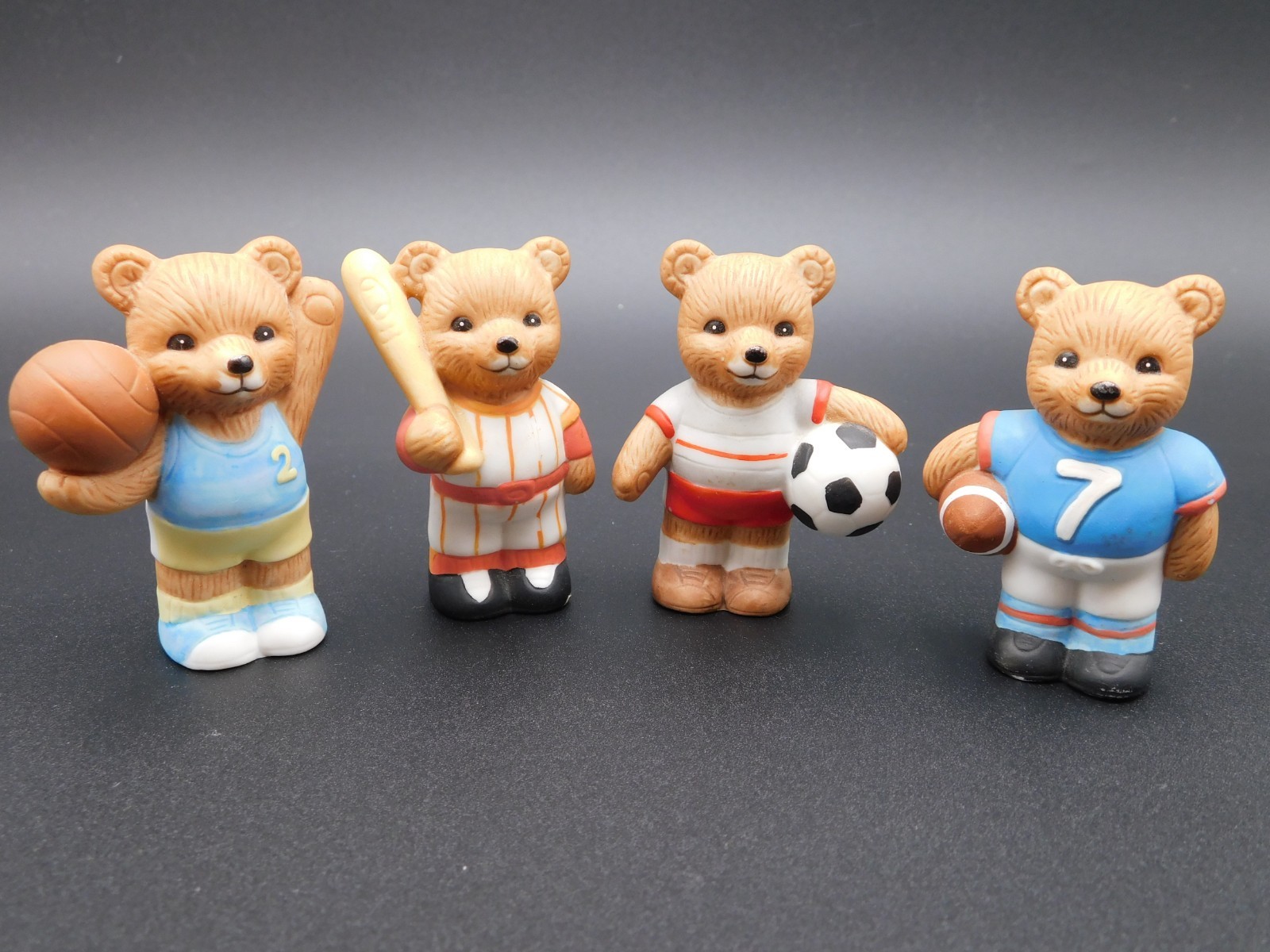 Homco #1408 Sports Bears Figurines – Baseball, Football, Soccer – 2.5” – Vintage