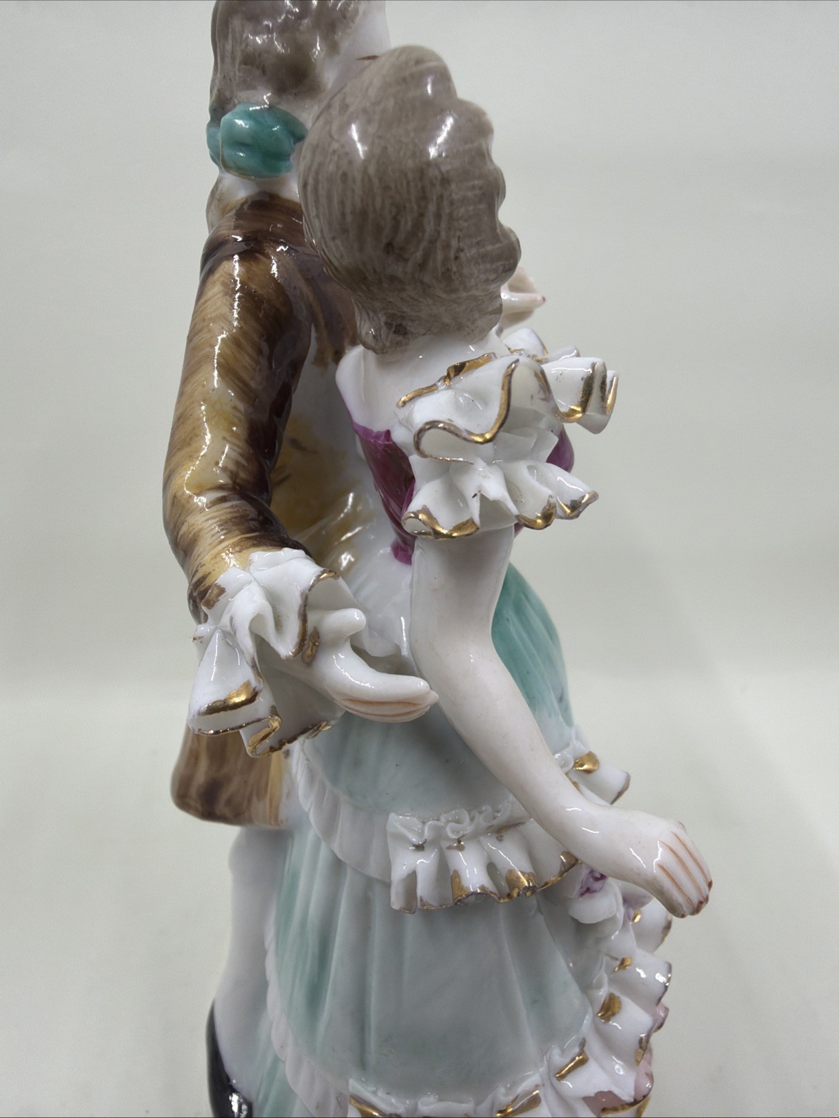 Vintage Bone China Lace Renaissance Dancing Couple Figurine With Crossed Swords