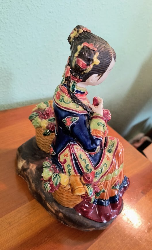 Vintage Hand-Painted Asian Woman Figurine-very heavy & elegant!