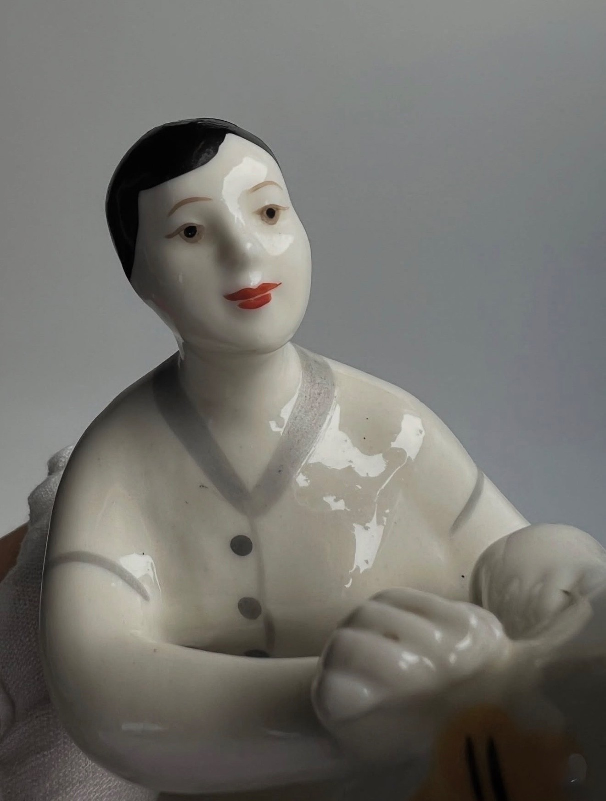 Vintage Soviet Porcelain Figurine Ukraine Polonne Tailor Woman Dress fitting LFZ
