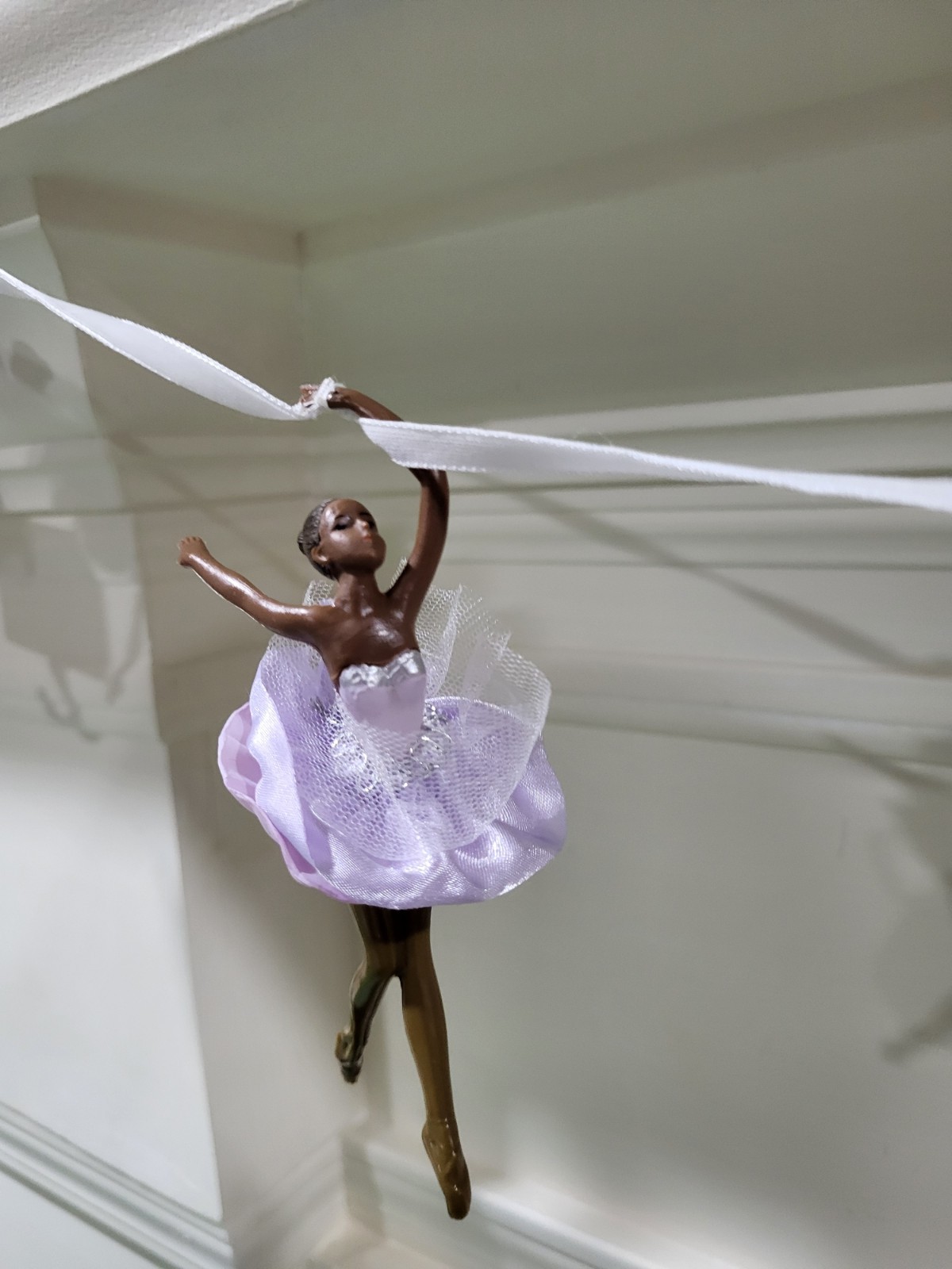 Set of 3 Multicolor Ballerina Figurines Plastic Fabric Decorative Carvings