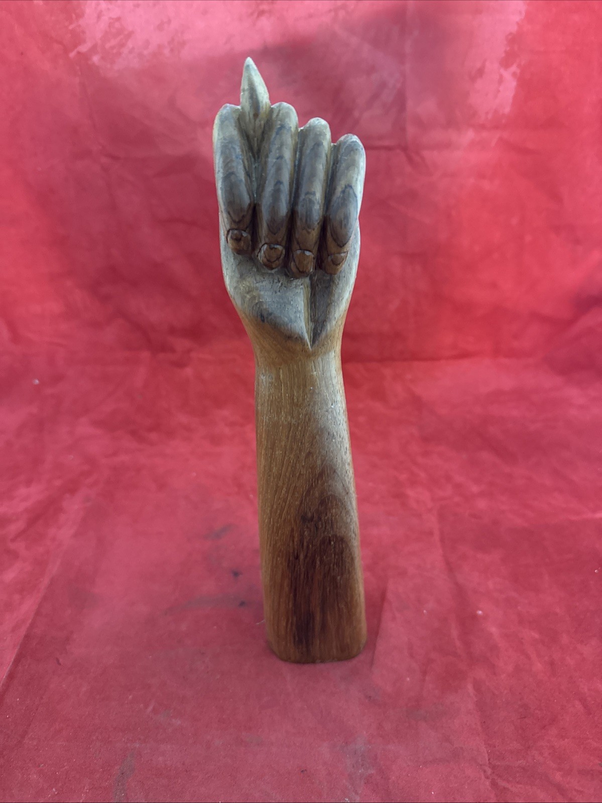 MCM VINTAGE HAND CARVED BRAZILIAN WOOD FIGA FIST SCULPTURE SYMBOL GOOD FORTUNE
