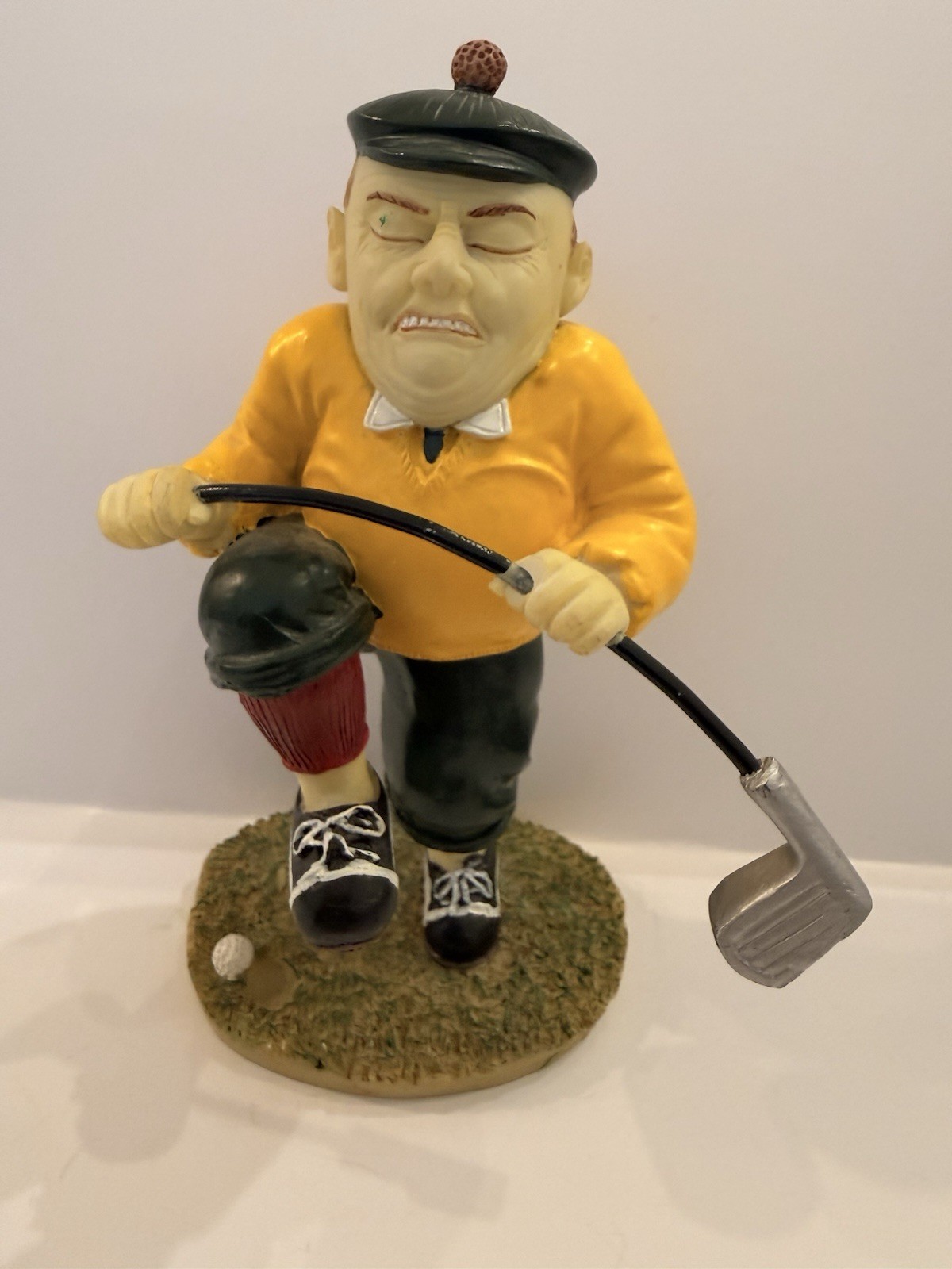 Funny Frustrated Golfer – Polyresin Golf Decor 7¼” Tall, One Broken Finger