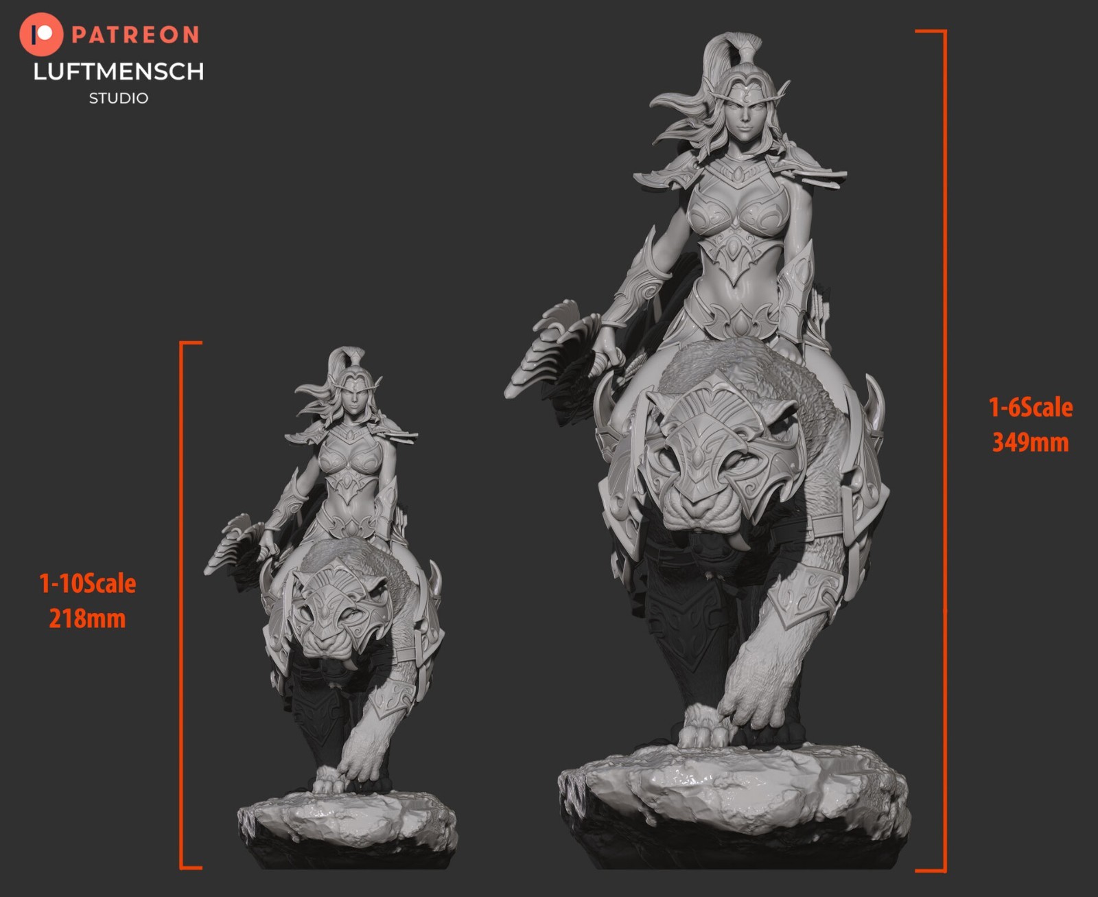 Tyrande & Ashalah | Night Elf Huntress | UNPAINTED 1/6 Scale Resin Kit