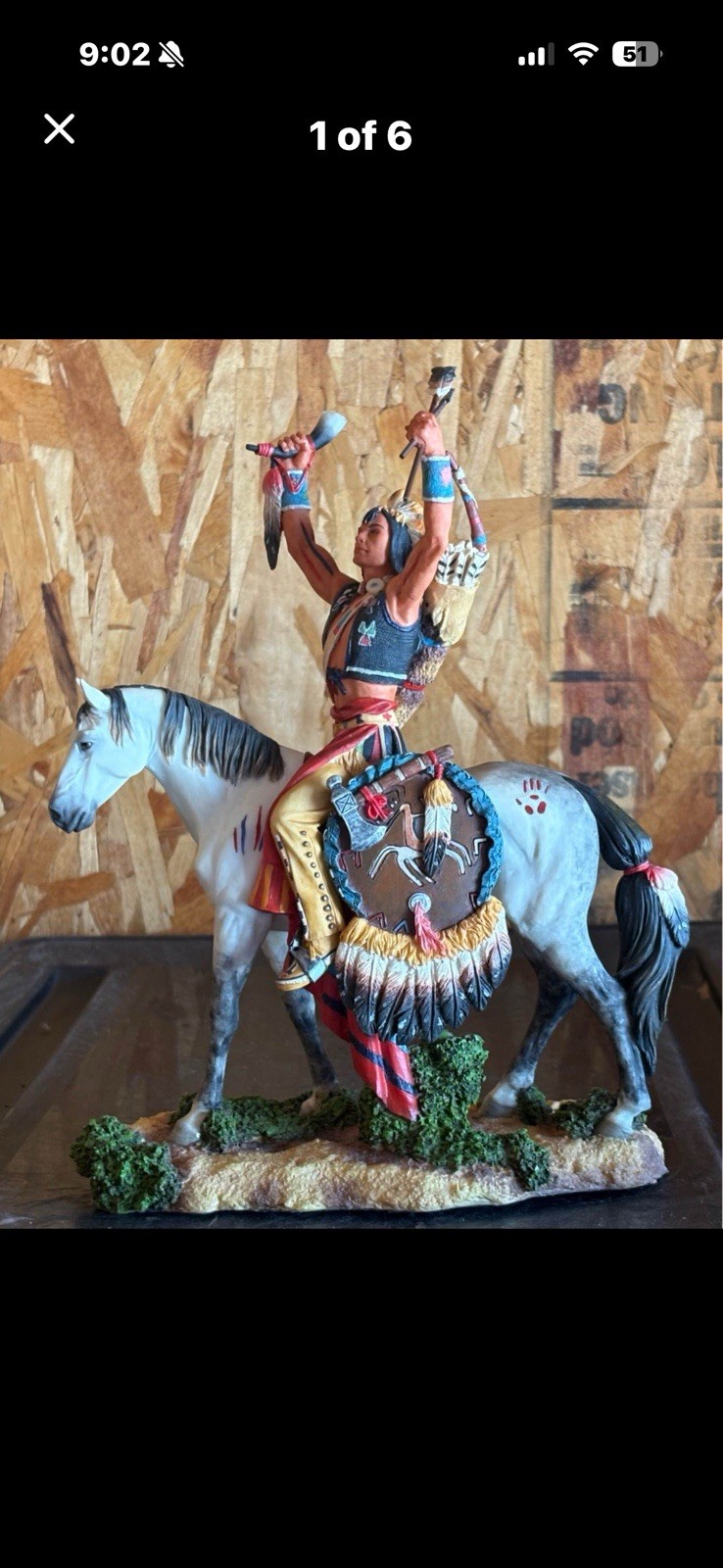 Summit Collection Native American Warrior on Horse Resin Figurine Hand Painted