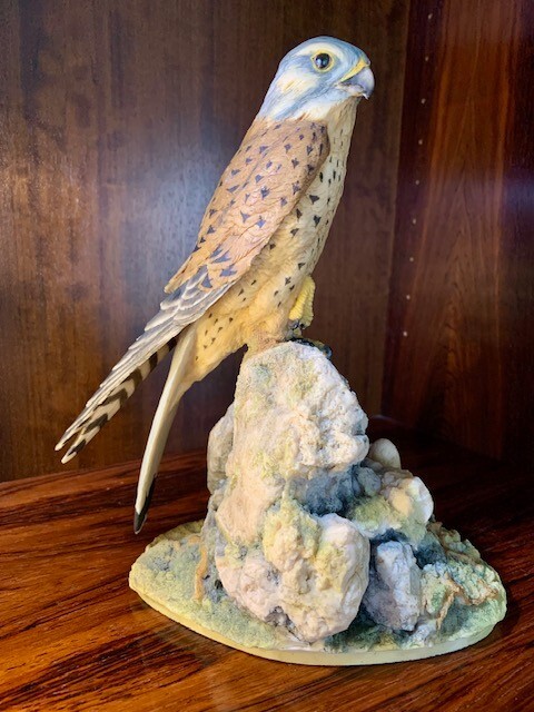 Kestral Bird Sculpture on Rocks Vintage Hand Made 1977 Border Fine Arts Scotland