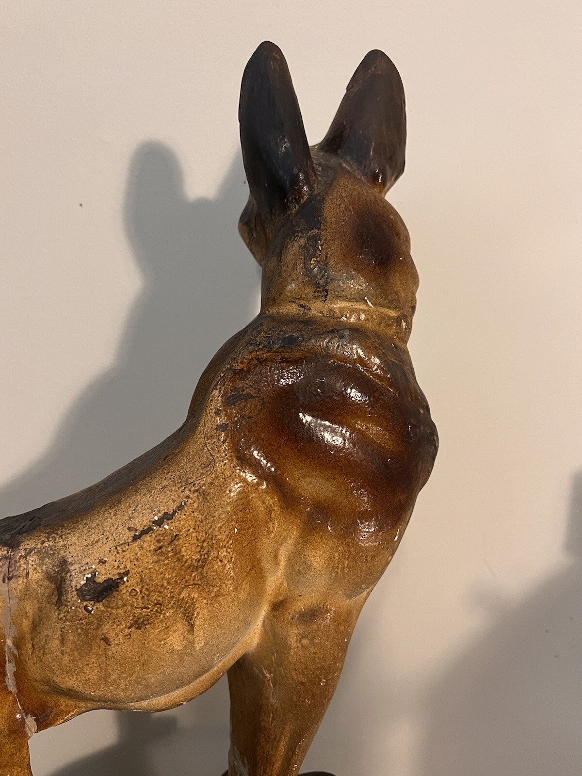 Antique 18.5” LARGE RIN TIN TIN Chalkware Statue Figurine German Shepherd Dog 🐕
