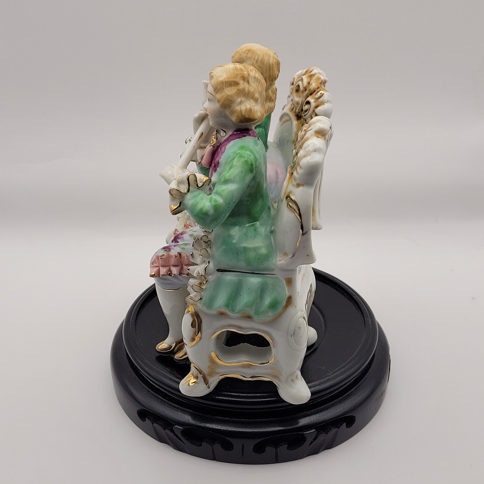 Vintage Victorian Colonial Man with Flute, Victorian Woman Clapping Hands 6″