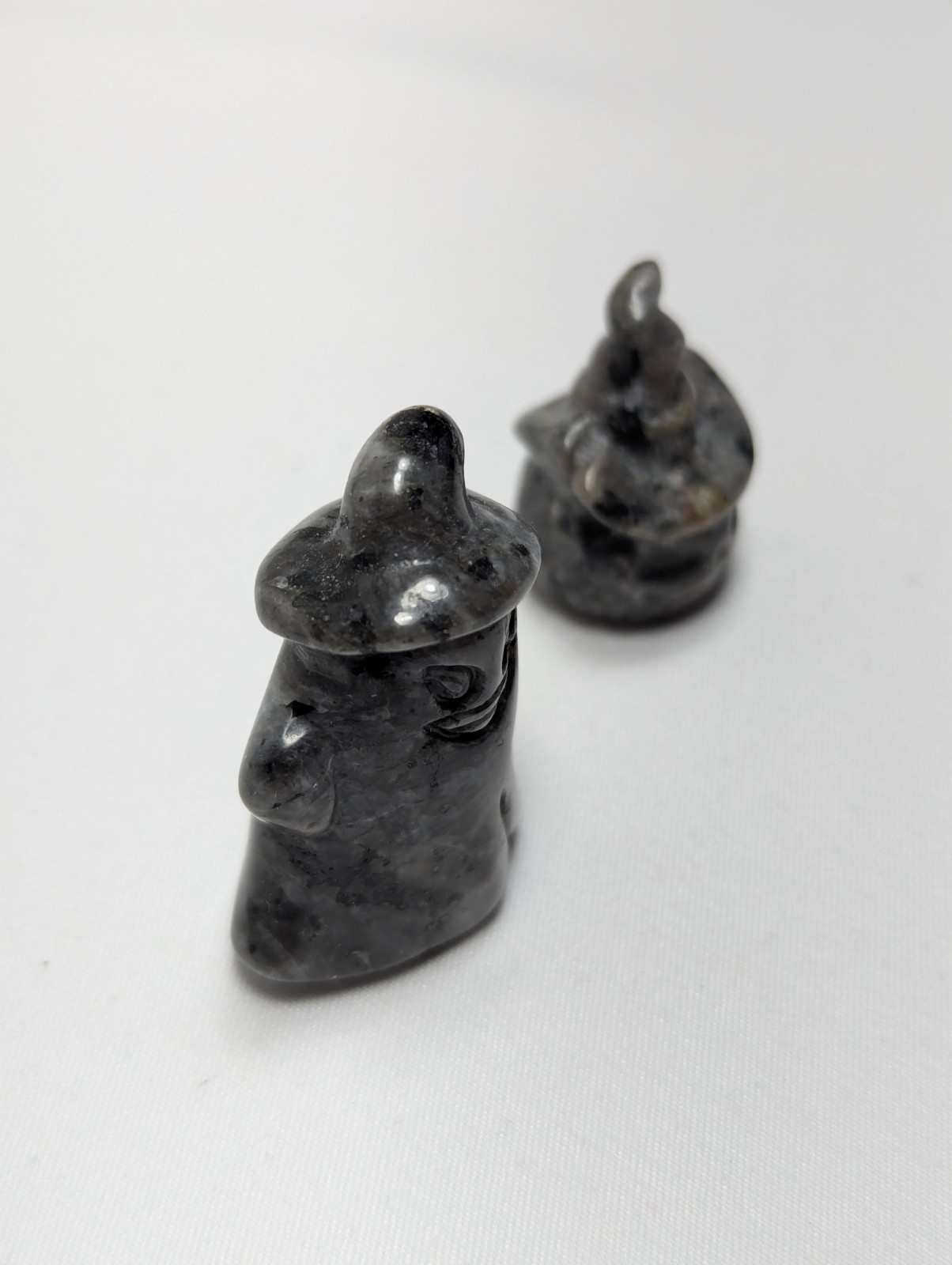 Hand Carved Pumpkin & Ghost Pocket Statue Healing Stone Halloween Crystal Lot x2