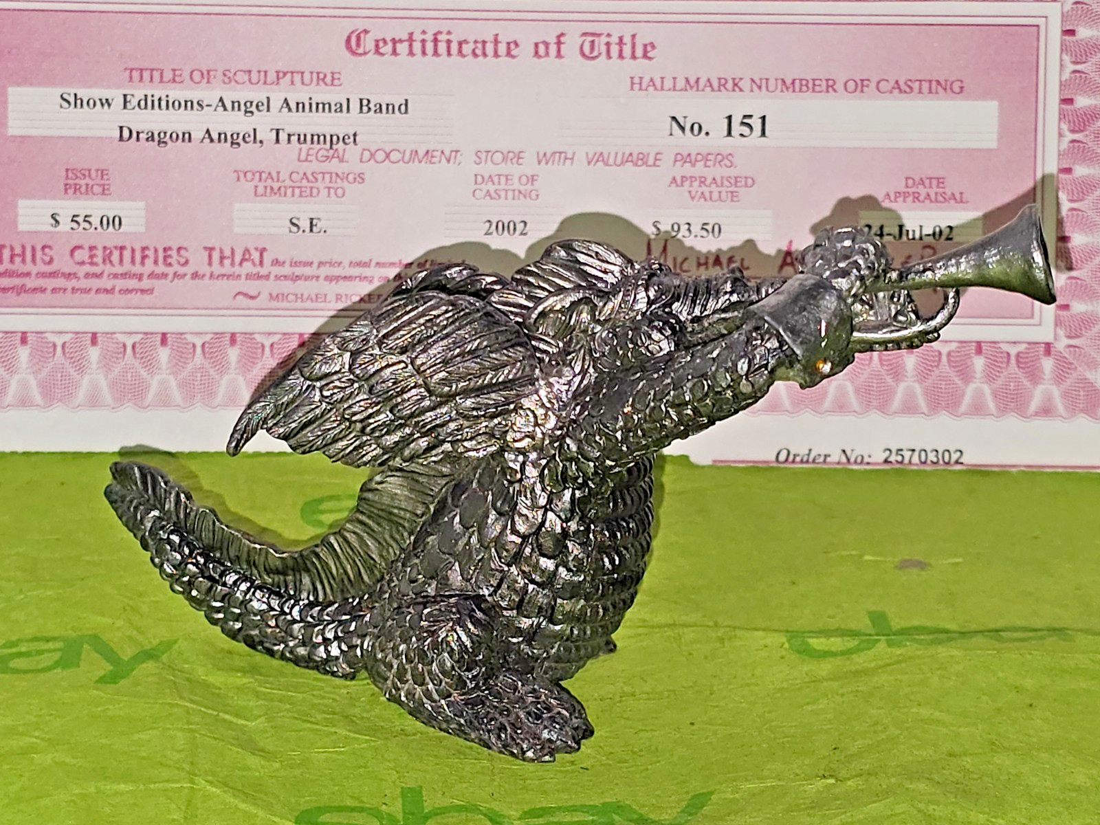 Michael Ricker Pewter 2002 DRAGON ANGEL TRUMPET 151