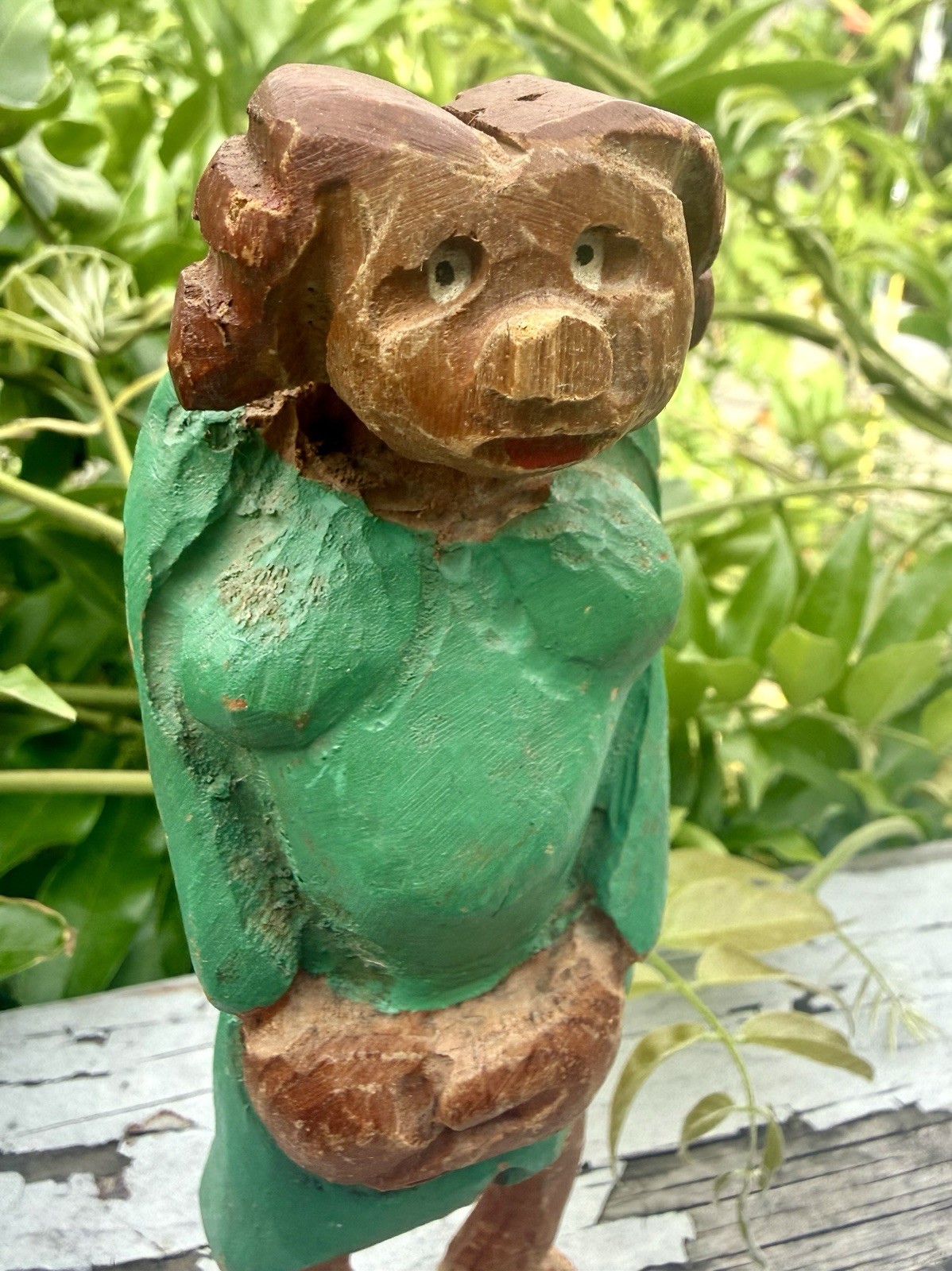 1970s Ozark/Style Hand Carved Wood Caricatures Trio Harold ENLOW- Style 5.75″