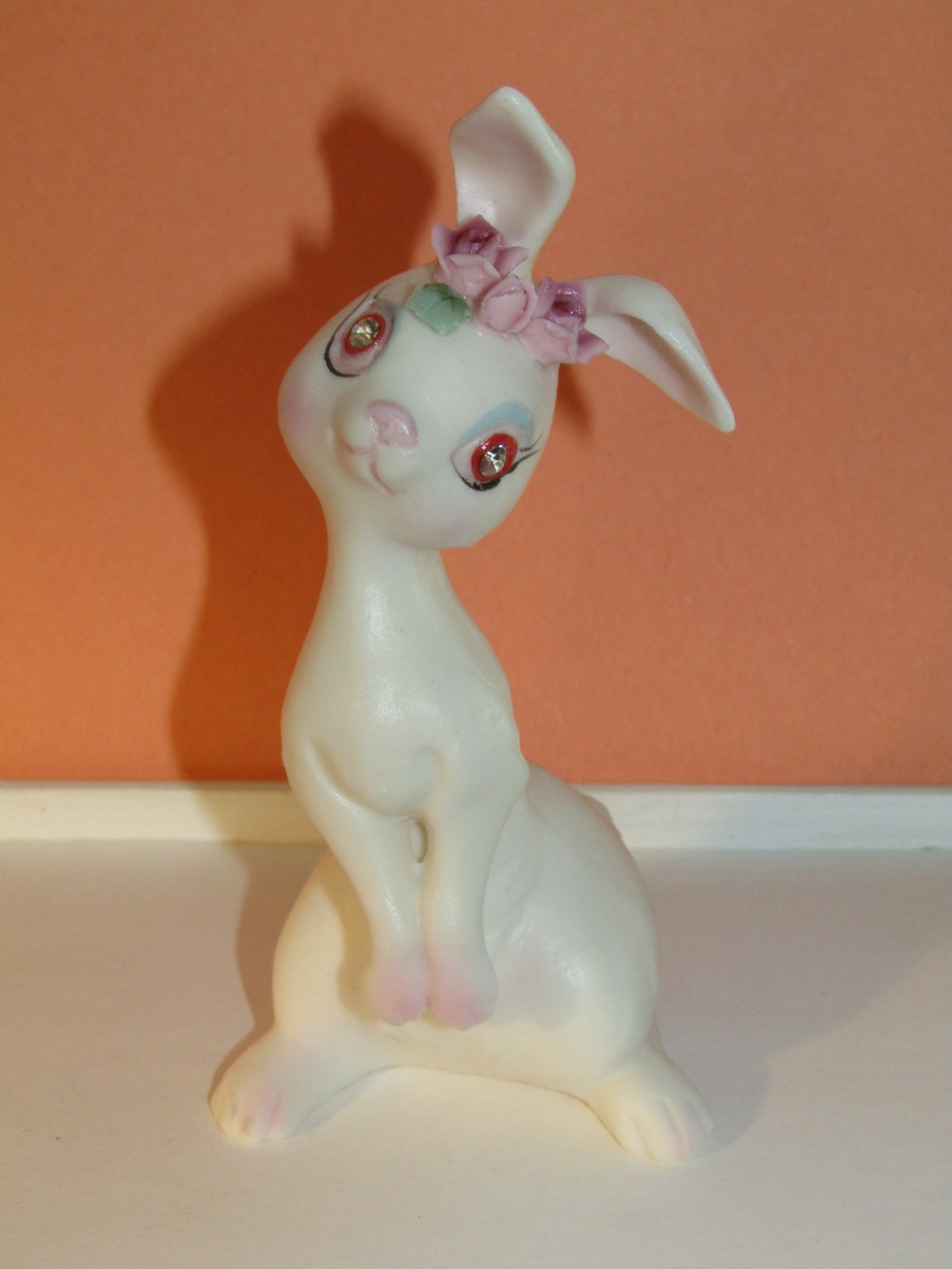 Vtg Lefton Anthropomorphic Easter Bunny Rabbit With Rhinestone Eyes